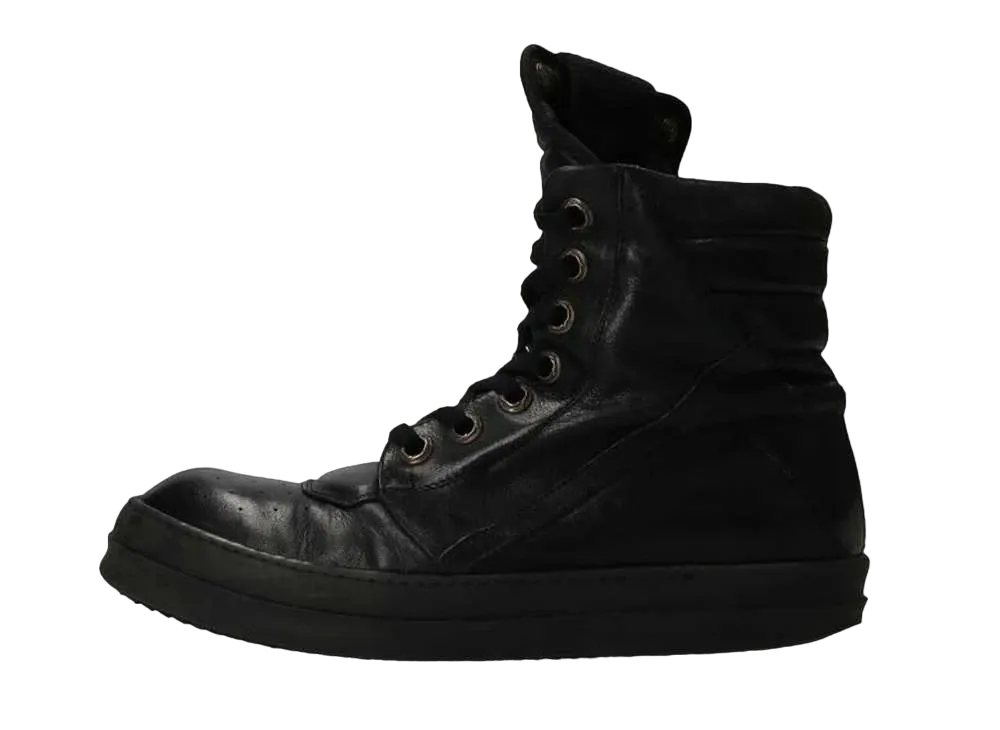 Chrome Hearts × Rick Owens Geobaskt CH Cross Decoration Leather High Cut Sneaker "Black"