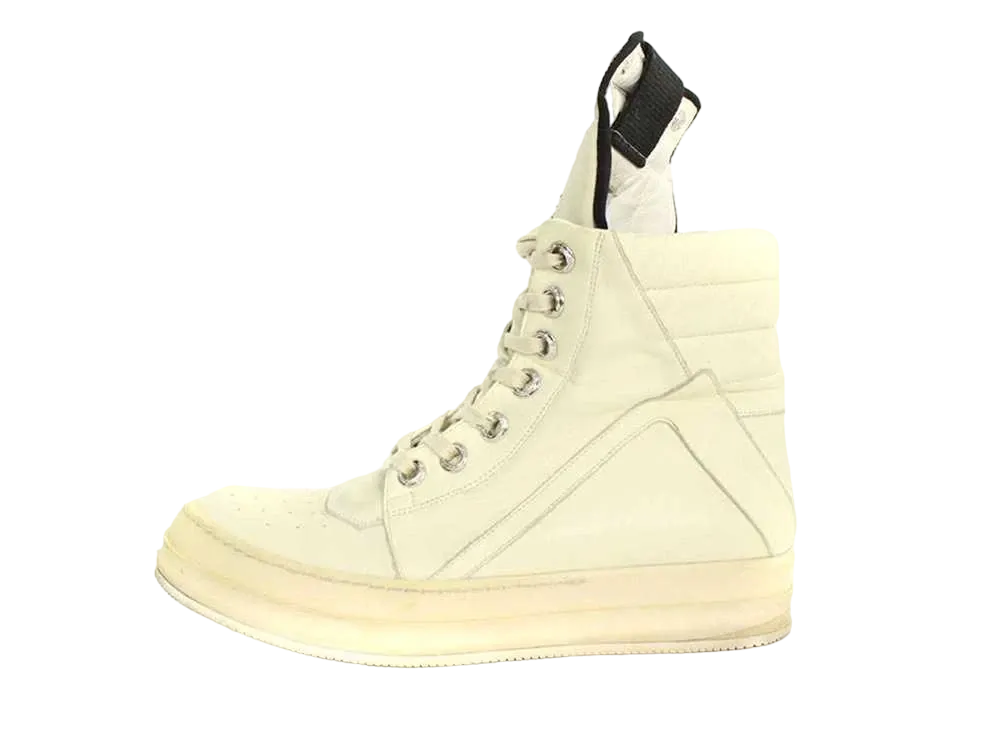 Chrome Hearts × Rick Owens Geobaskt CH Cross Decoration Leather High Cut Sneaker "White"
