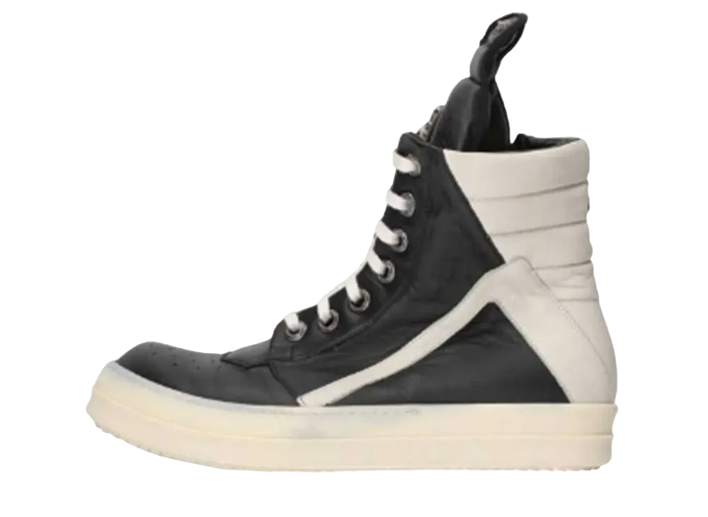 Chrome Hearts × Rick Owens Geobaskt CH Cross Decoration Leather High Cut Sneaker "Black/White"