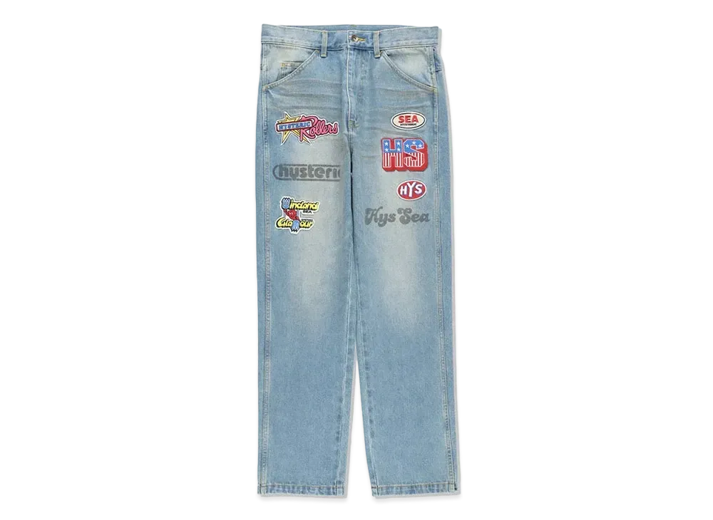 WIND AND SEA x HYSTERIC GLAMOUR Washed Denim Pants "Washed Blue"