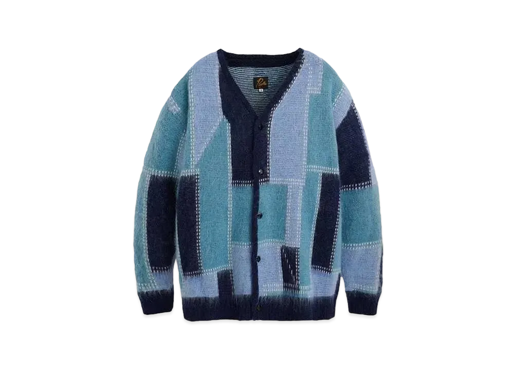 Needles STUDIOUS Mohair Cardigan - Patchwork Motif "Blue"