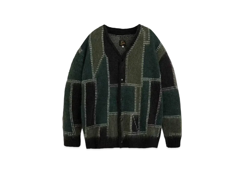 Needles STUDIOUS Mohair Cardigan - Patchwork Motif "Khaki"