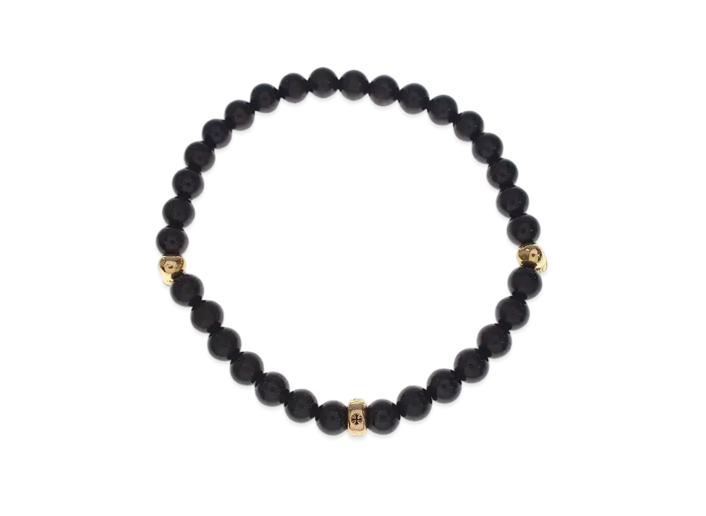 Chrome Hearts 22K 6mm Foti Delphino Tourmaline Bracelet "Black/Yellow Gold"