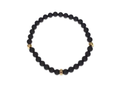 Chrome Hearts 22K 6mm Foti Delphino Tourmaline Bracelet "Black/Yellow Gold"