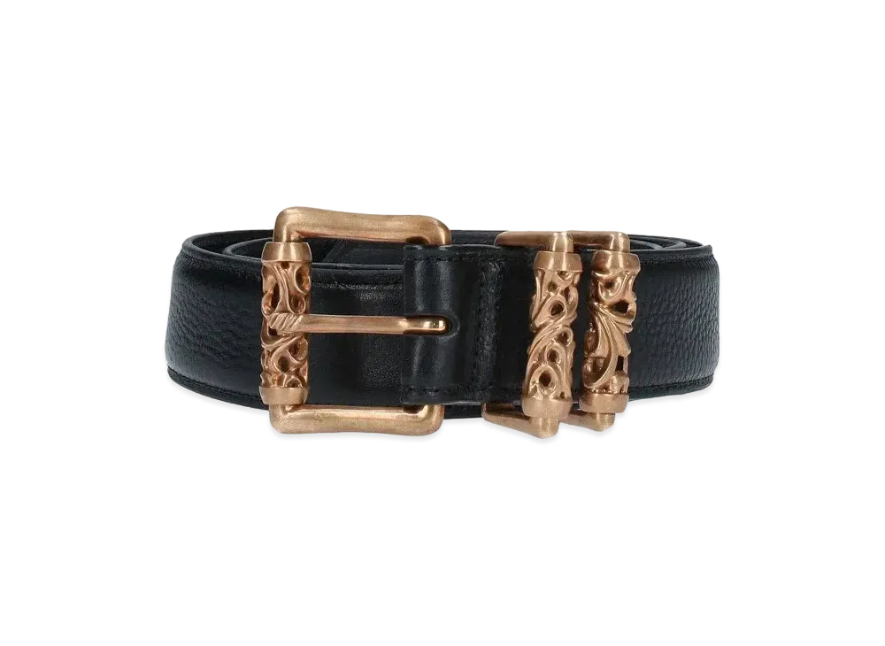 Chrome Hearts ROLLER 1.5 Inch 3PC Roller Leather Belt "Black/Bronze"