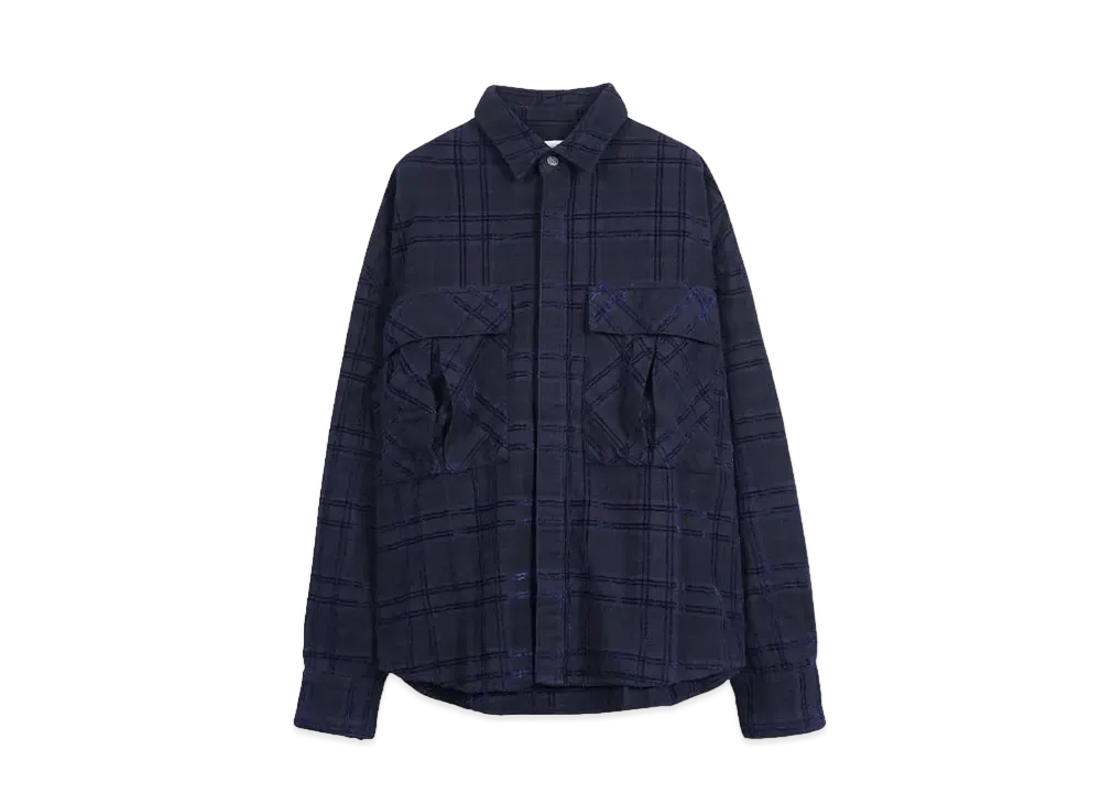 TAIN DOUBLE PUSH CHECK OVERDYE OUTSHIRTS "NAVY"