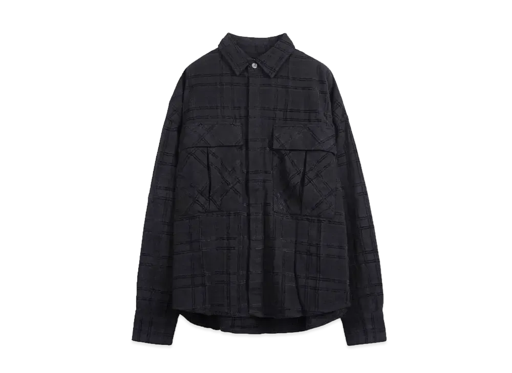 TAIN DOUBLE PUSH CHECK OVERDYE OUTSHIRTS "BLACK"