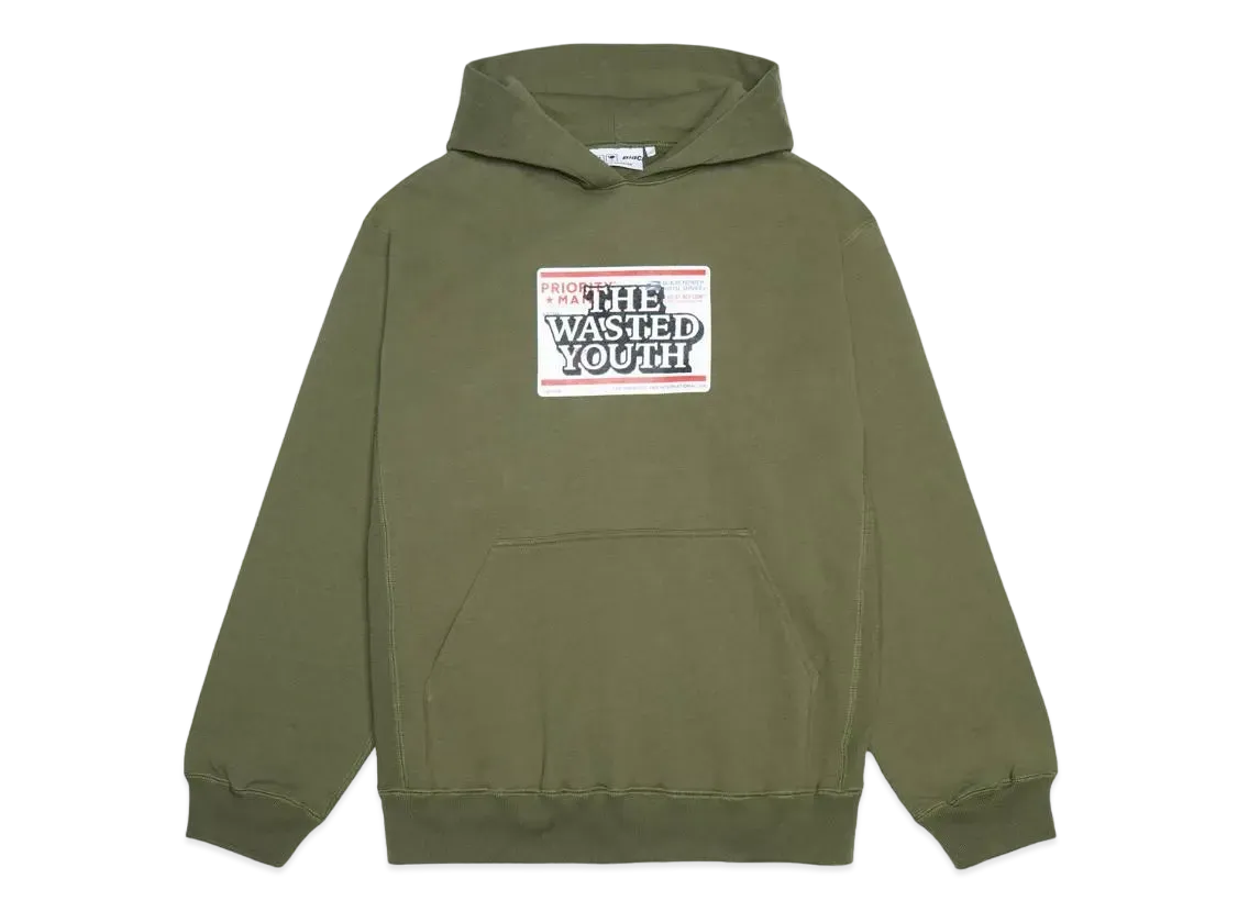 BlackEyePatch x Wasted Youth PRIORITY LABEL HOODIE "Olive" / VERDY