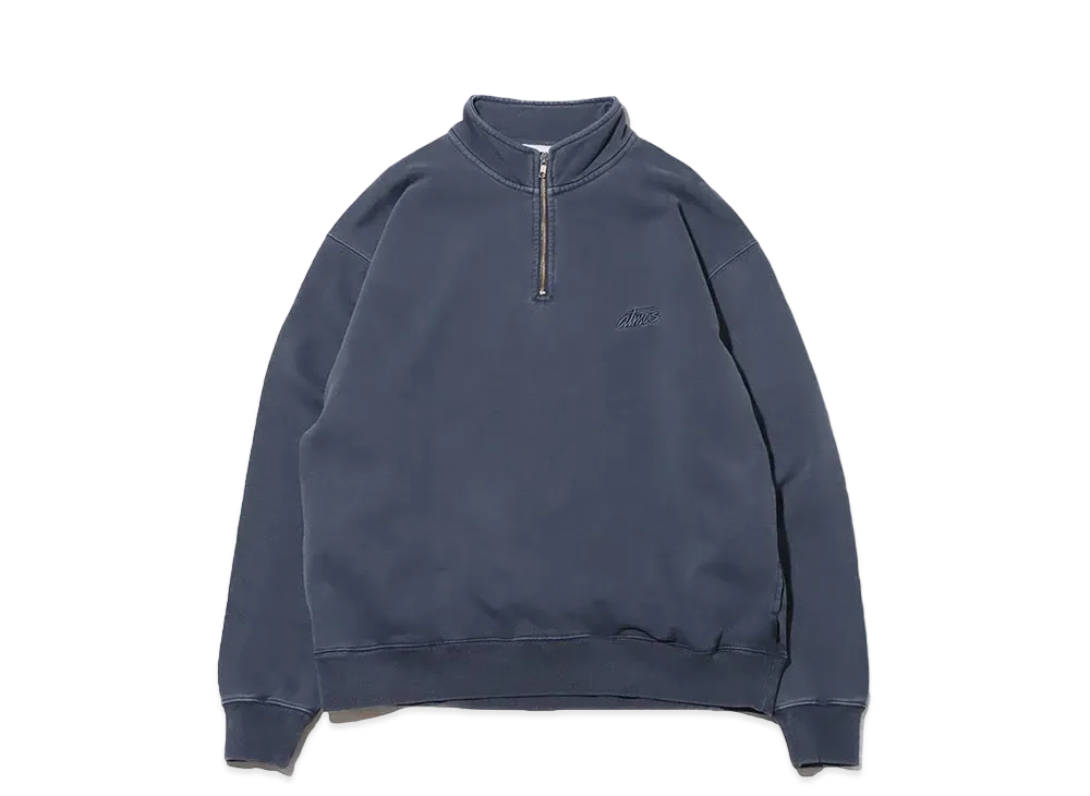 atmos Pigment Dyed Half Zip Sweatshirt "Navy"