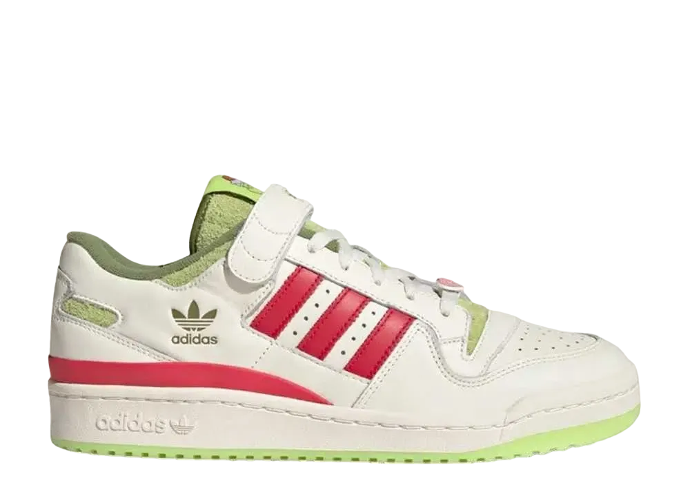 The Grinch × adidas Forum Low CL "Cream White/College Red/Solar Slime"