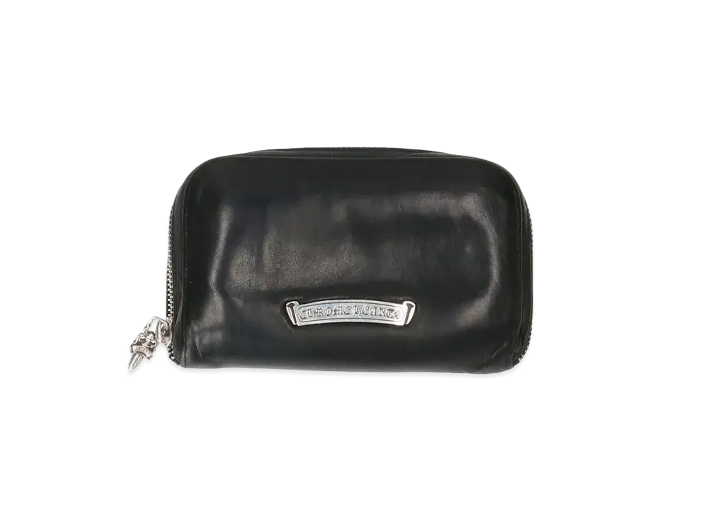 Chrome Hearts REC F Zip Mini Round Zip Leather Wallet "Black"