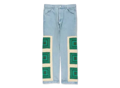 WIND AND SEA Crochetknit x Denim Pants "Beige/Green"
