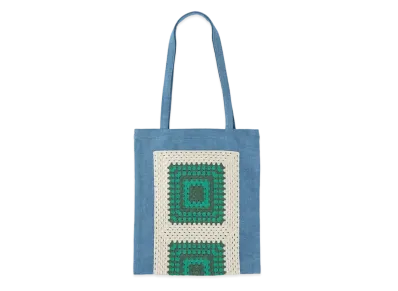 WIND AND SEA Crochetknit x Denim Bag "Beige/Green"
