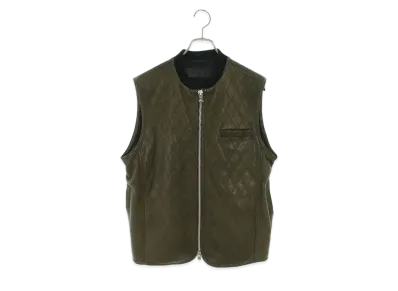 Chrome Hearts Papa Back Cross Patch Killing Leather Vest "Khaki"
