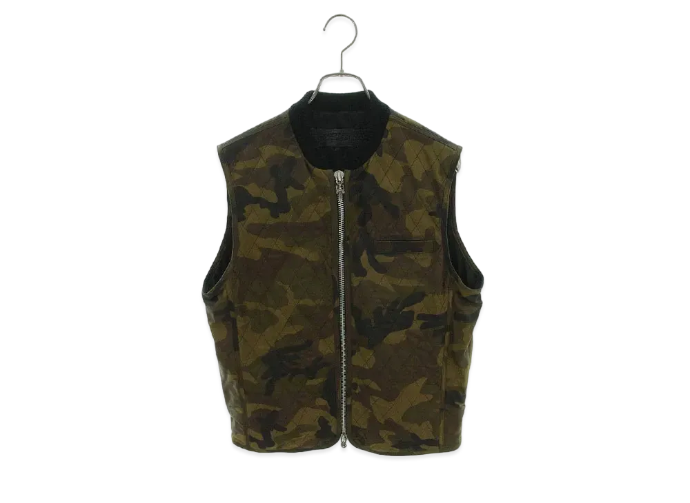 Chrome Hearts Papa ​​Back Cross Patch Killing Leather Vest "Khaki/Silver"