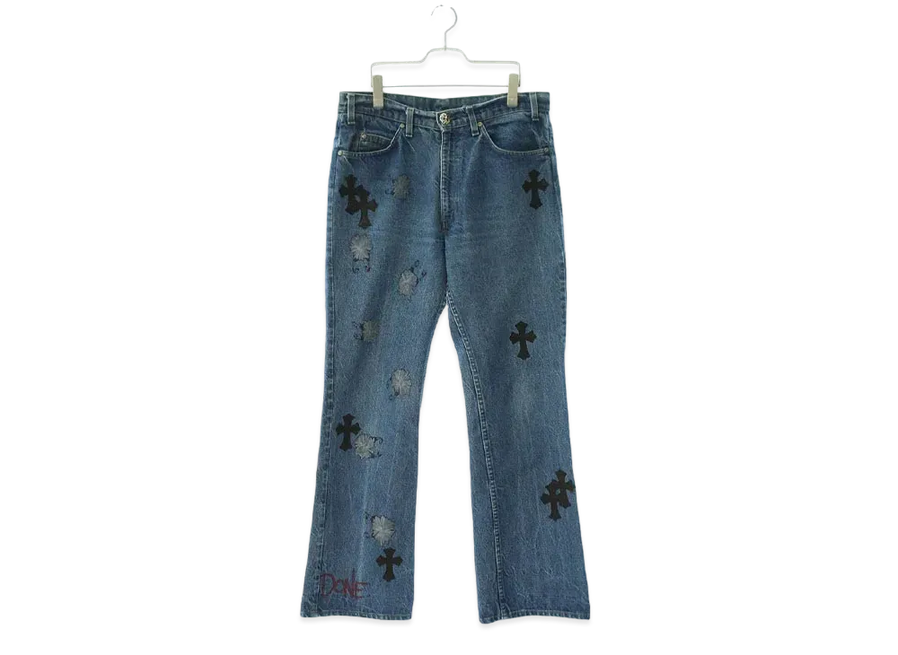 Chrome Hearts x LEVI'S PPO U VINTAGE JEAN Matty Boy Cross Patch Denim Pants "Blue"