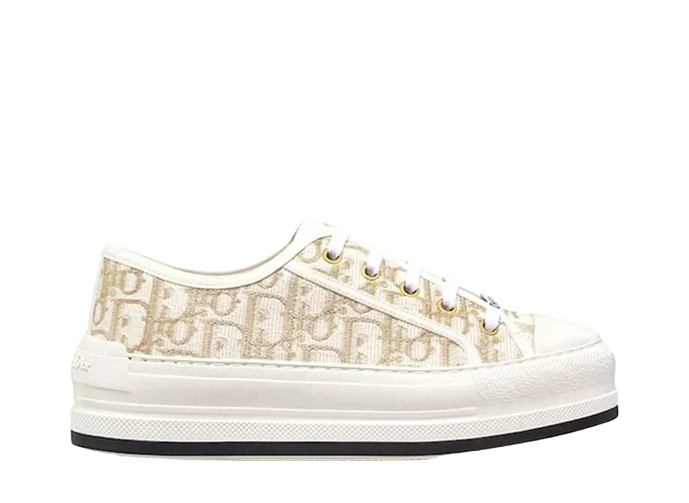 ディオール ウィメンズ ウォーキンディオール プラットフォームスニーカー ディオール オブリーク エンブロイダリー コットン オンライン ポップアップ限定 "ゴールド"