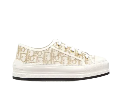 Dior Women's Walk'n'Dior Platform Sneaker Dior Oblique Cotton with Metallic Thread Embroidery Online Pop-up Exclusive "Gold"