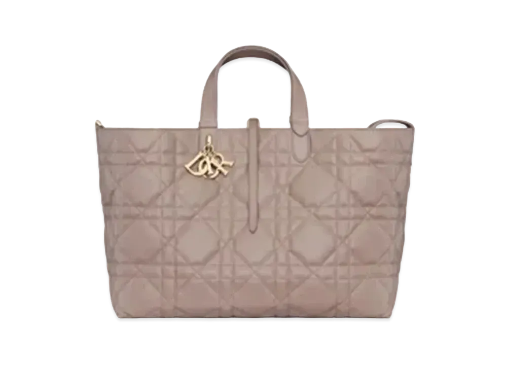 Dior Toujours Bag Large Warm Macrocannage Calfskin "Taupe"