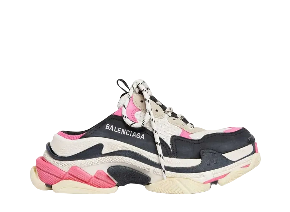BALENCIAGA Women's Triple S Mule "White/Pink/Black"