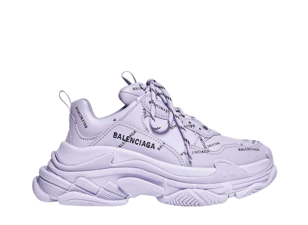 バレンシアガ ウィメンズ トリプルS スニーカー オールオーバー ロゴ "ライラック"
