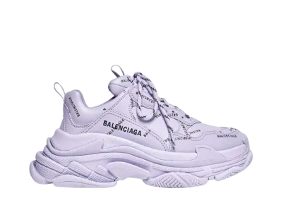 バレンシアガ ウィメンズ トリプルS スニーカー オールオーバー ロゴ "ライラック"