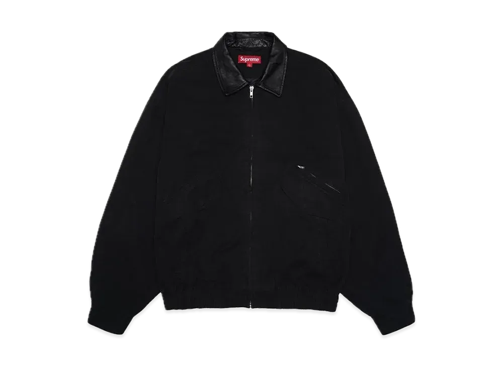Supreme Leather Collar Utility Jacket "Black"