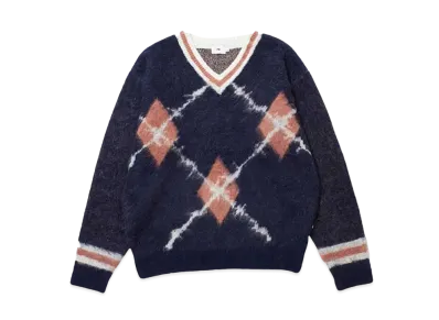 FTW ARGYLE V NECK KNIT "NAVY"