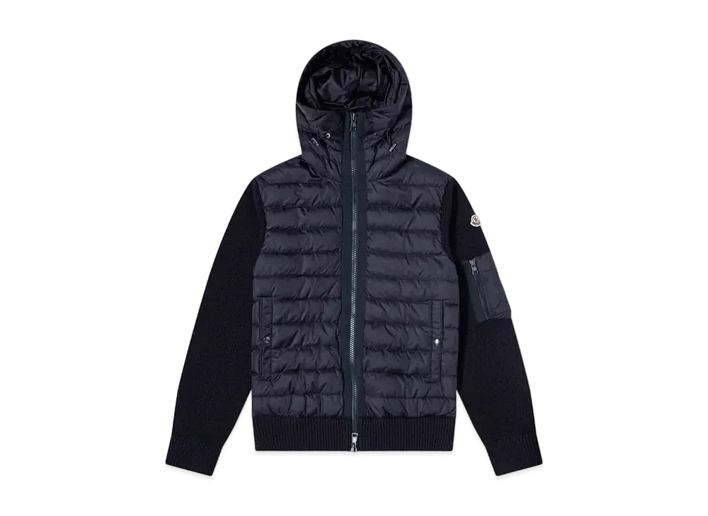 MONCLER Hooded Down Knit Jacket "Navy"