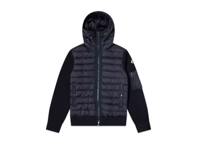 MONCLER Hooded Down Knit Jacket "Navy"