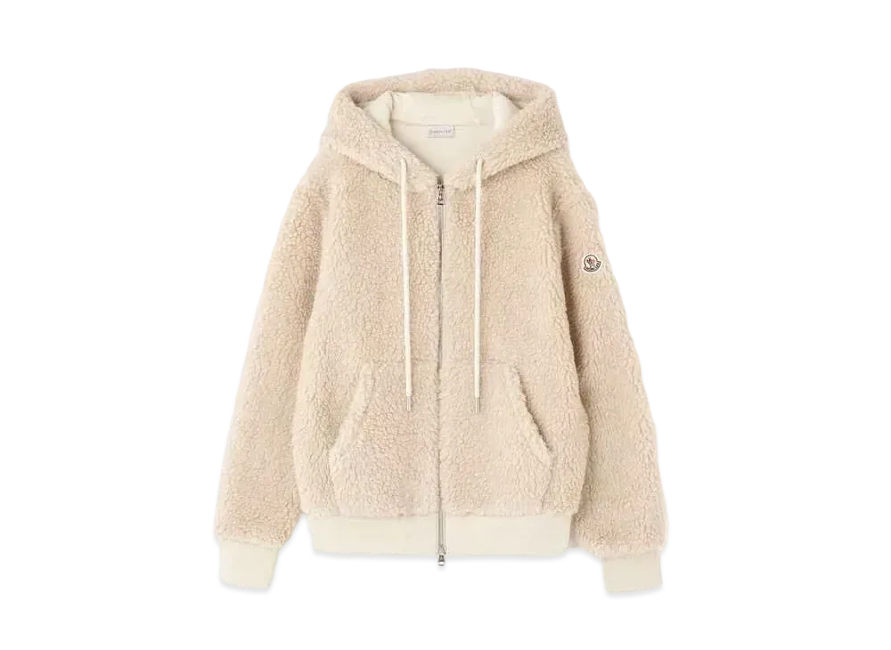 MONCLER Zip Up Fleece Hoodie "Beige"