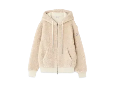 MONCLER Zip Up Fleece Hoodie "Beige"