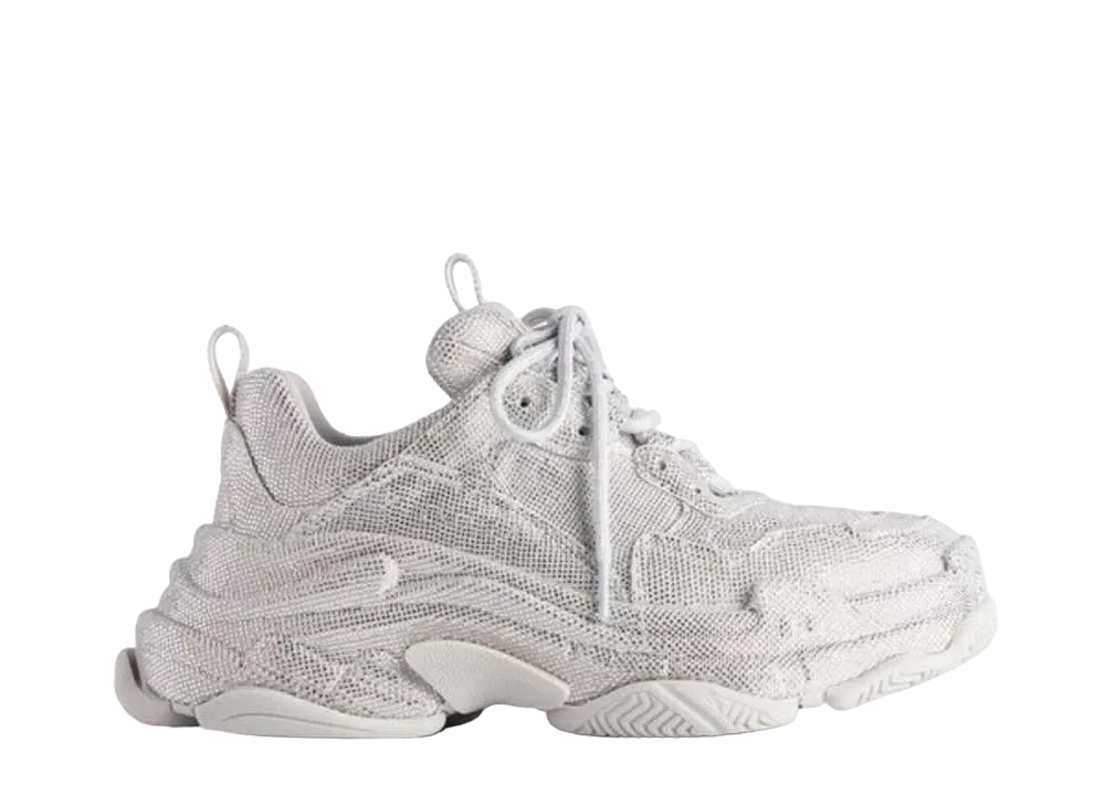 バレンシアガ ウィメンズ トリプルS スニーカー ラインストーン付き "ライトグレー"