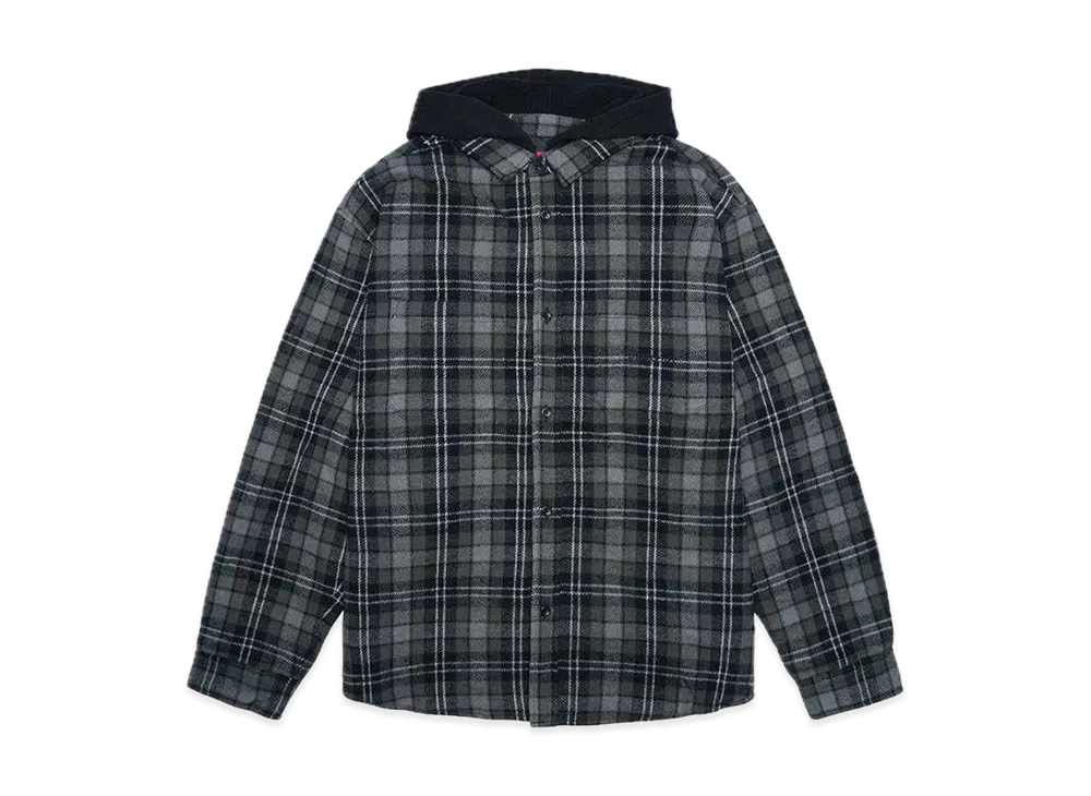Supreme Tartan Flannel Hooded Shirt "Black"