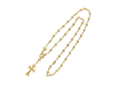 Chrome Hearts 22K Chalk Chain Rosary Necklace "Yellow Gold"