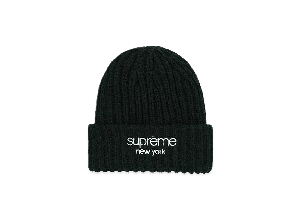 Supreme Classic Logo Chunky Ribbed Beanie "Black" (23FW)