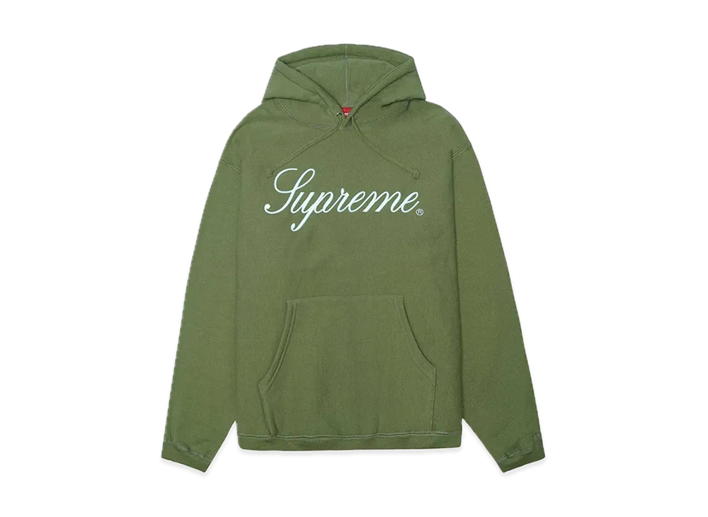 Supreme Raised Script Hooded Sweatshirt "Light Olive"