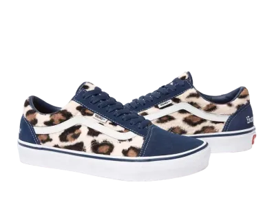 Supreme × Vans Leopard Old Skool "Navy"
