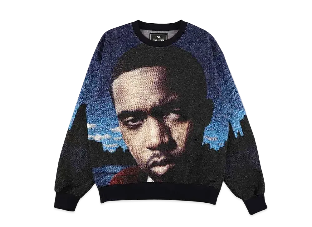 WIND AND SEA Nas Graphic Crew Neck Sweat "Blue"