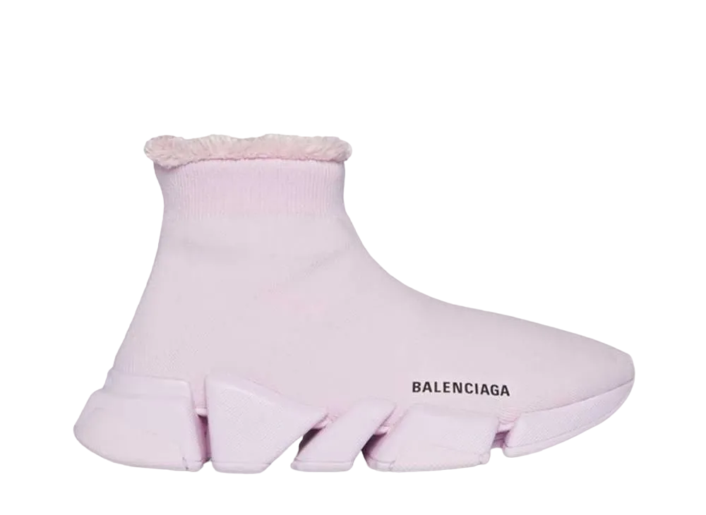 バレンシアガ ウィメンズ スピード 2.0 スニーカー リサイクルニット エコファー "ピンク"