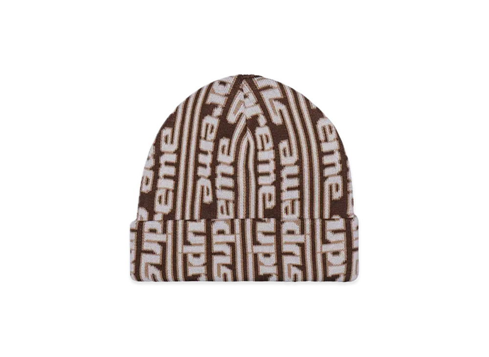 Supreme Vertical Logo Beanie "Tan"