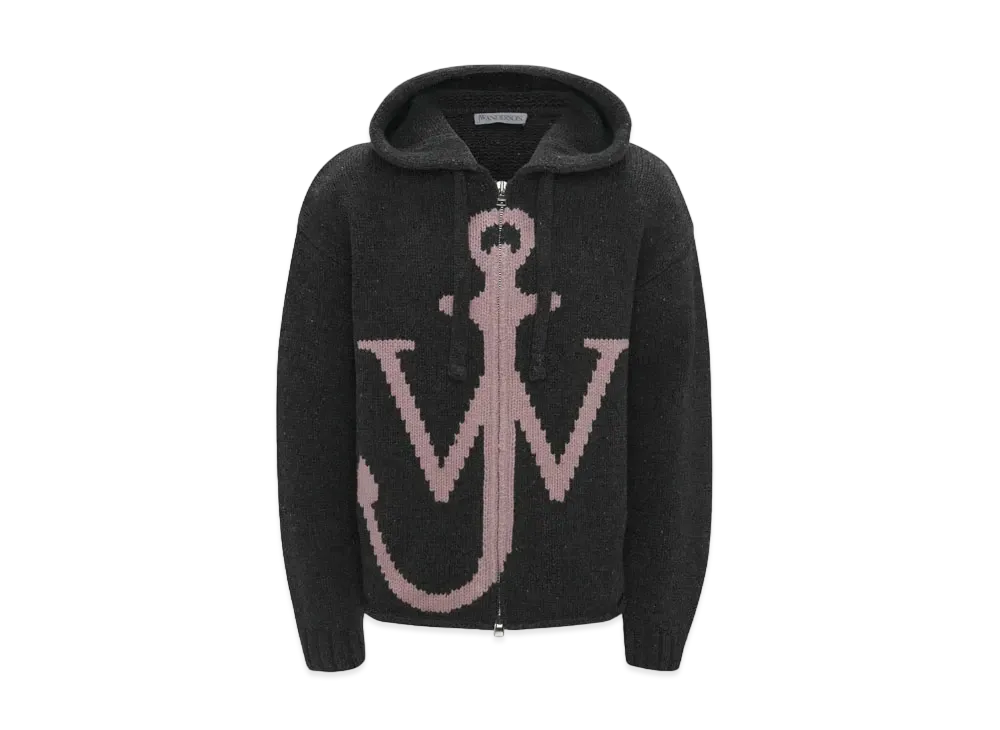 JW ANDERSON Zip Front Anchor Hoodie "Charcoal"