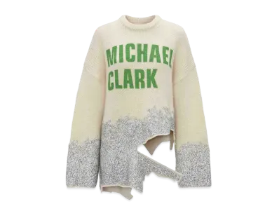 JW ANDERSON Michael Clark Distressed Glitter Jumper "White"