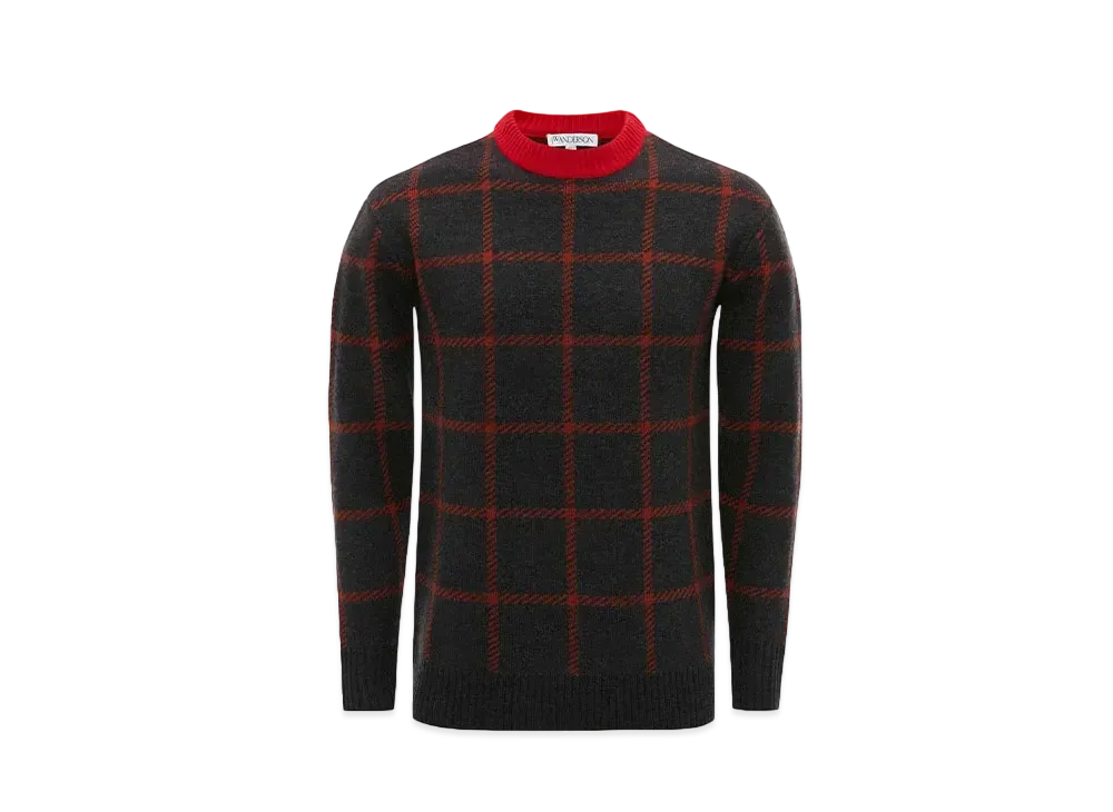 JW ANDERSON Check Crewneck Jumper "Charcoal"