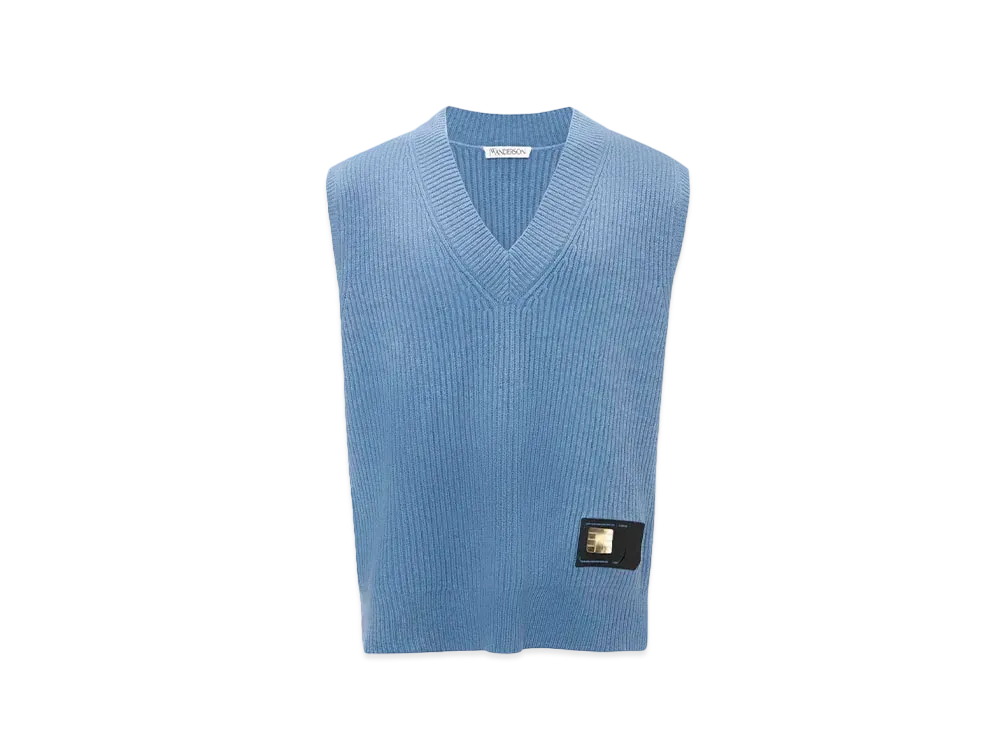JW ANDERSON Sim Card Patch V Neck Vest "Sky Blue"