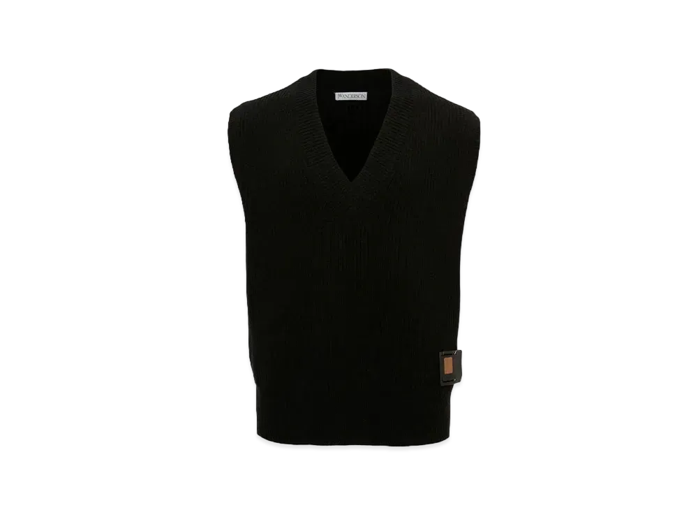 JW ANDERSON Sim Card Patch V Neck Vest "Black"