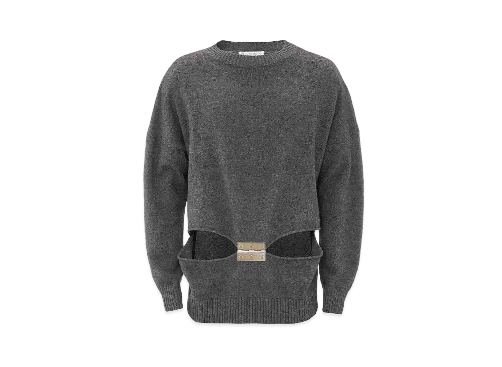 JW ANDERSON Hinge Crewneck Jumper "Dark Grey Melange"