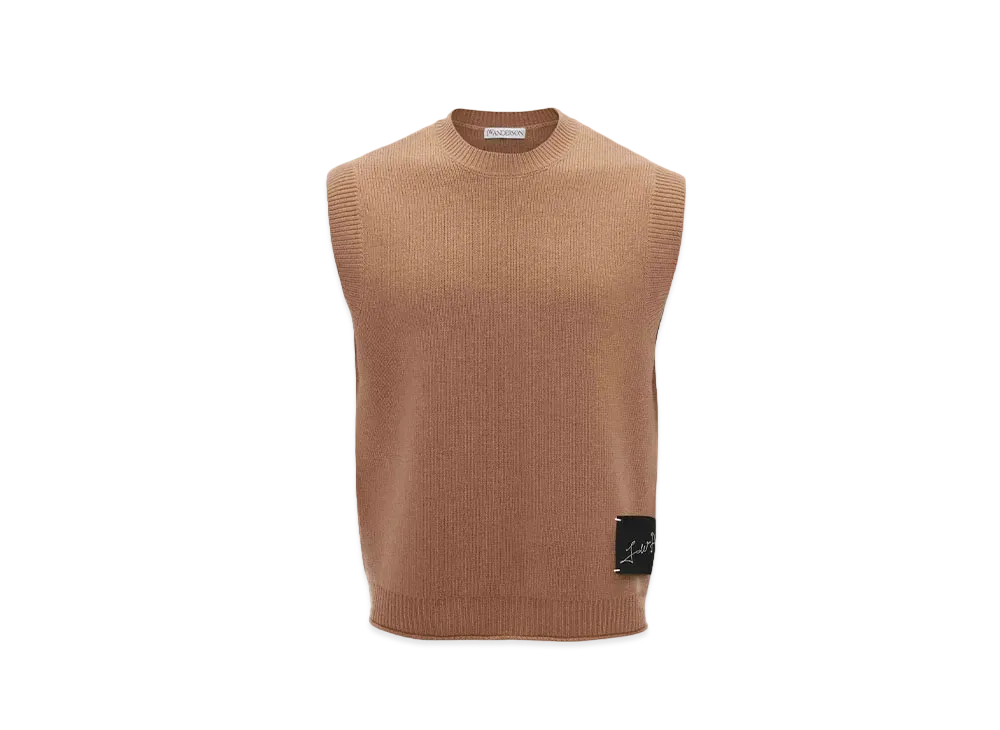 JW ANDERSON Signature Patch Sleeveless Top "Camel"
