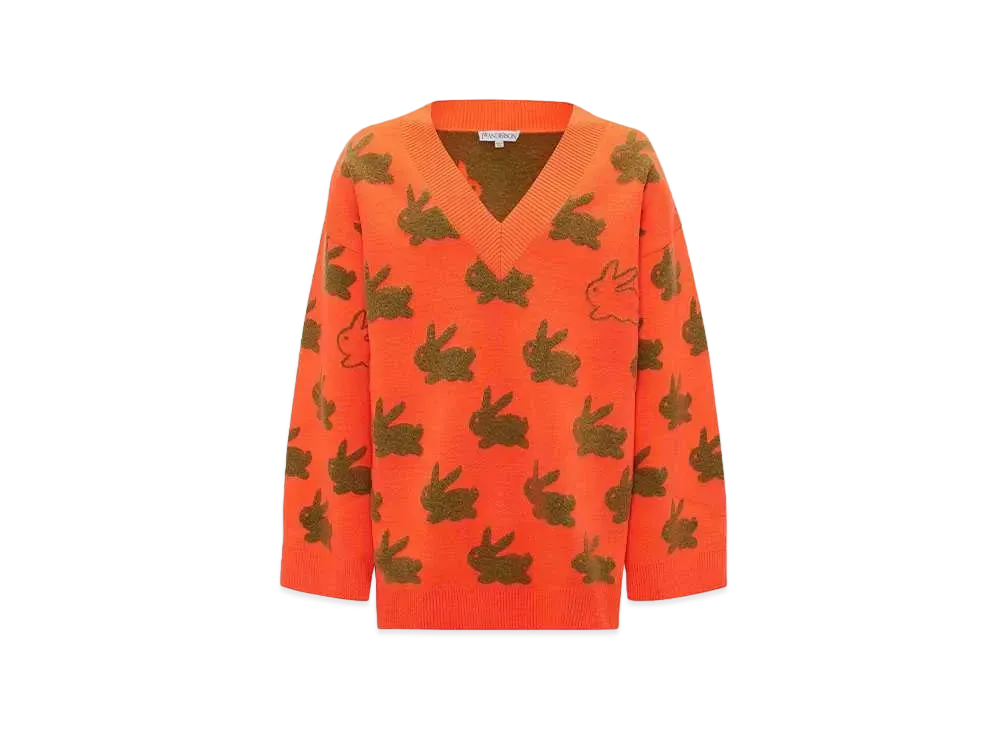 JW ANDERSON Bunny V Neck Jumper "Orange/Camel"