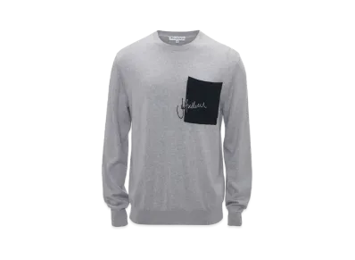 JW ANDERSON Signature Pocket Crewneck Jumper "Grey Melange"